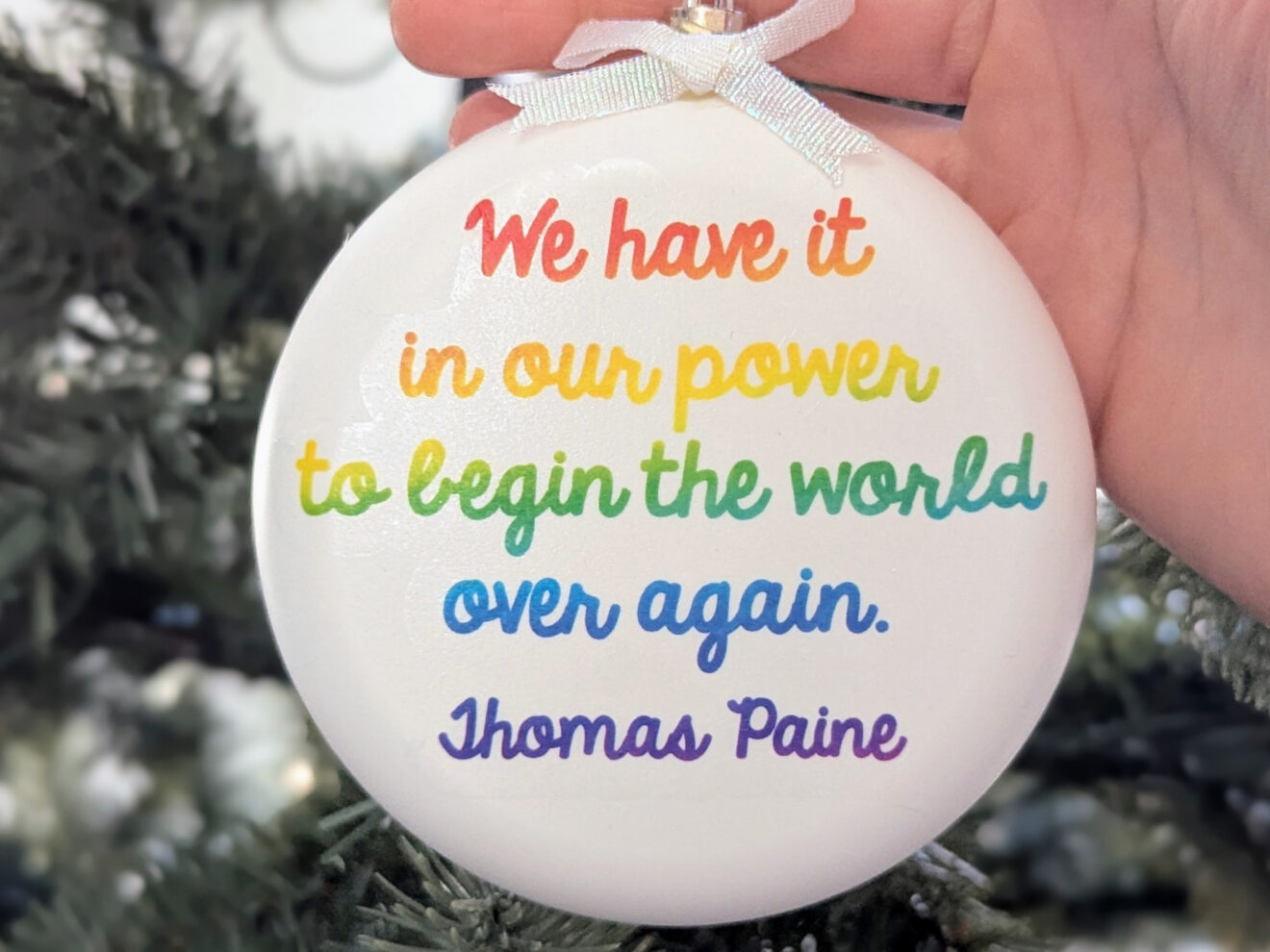 Rainbow Gradient Thomas Paine Christmas Ornament